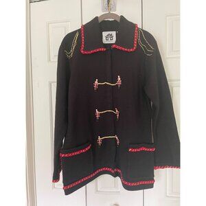 NWT Vintage Storybook Knits NUTCRACKER Black Christmas Holiday Ugly Sweater